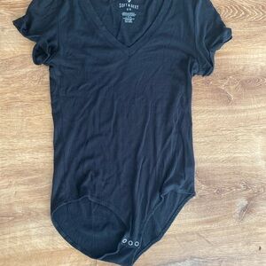 American Eagle Outfitters Black V-Neck Bodysuit